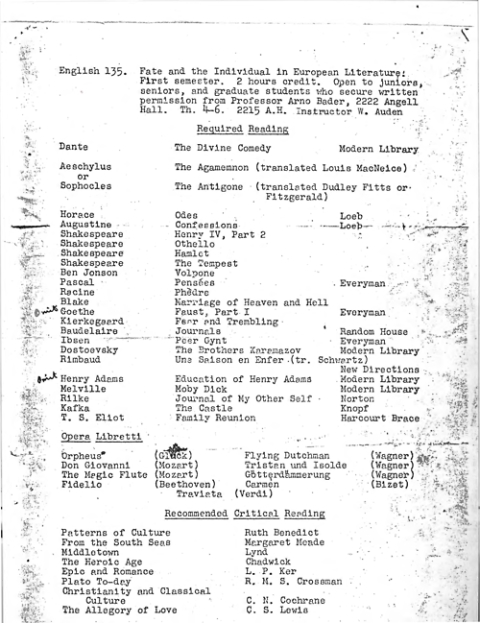 Auden Syllabus